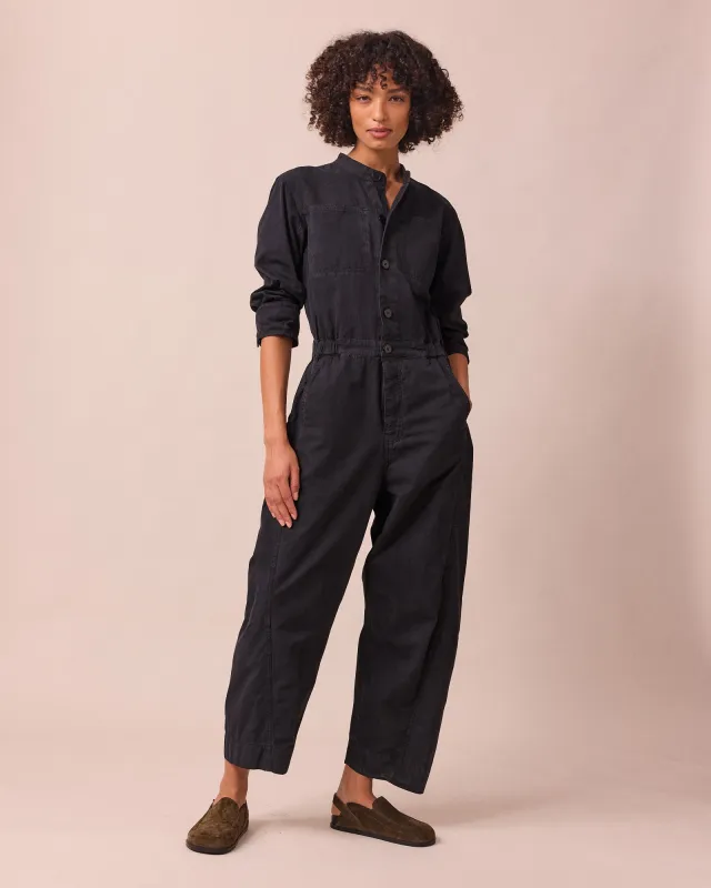 Jill Black Textured Cotton Boilersuit sold by Beyond Nine