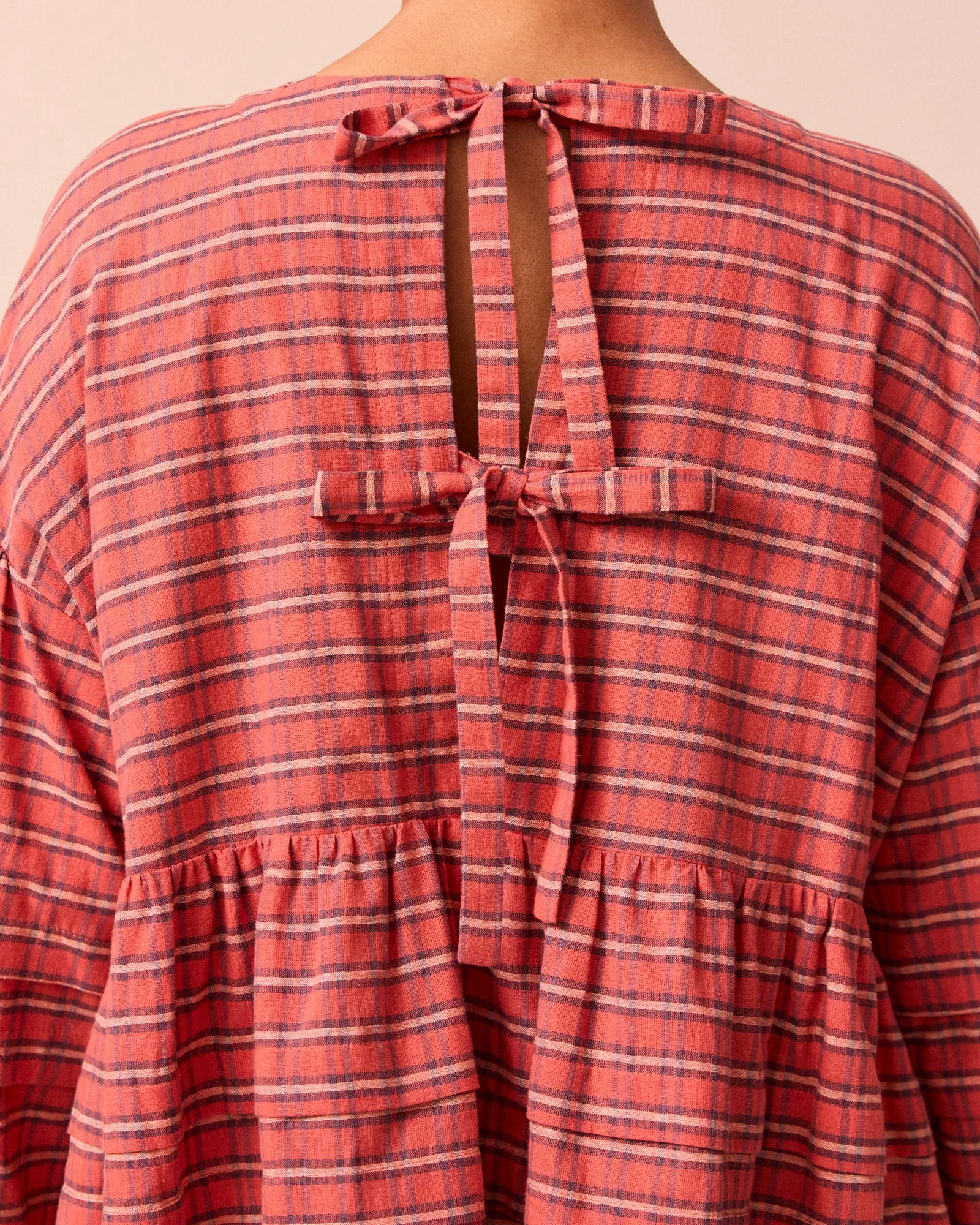 Simone Washed Tartan Plaid Cotton Linen Top sold by Beyond Nine product image thumbnail 3