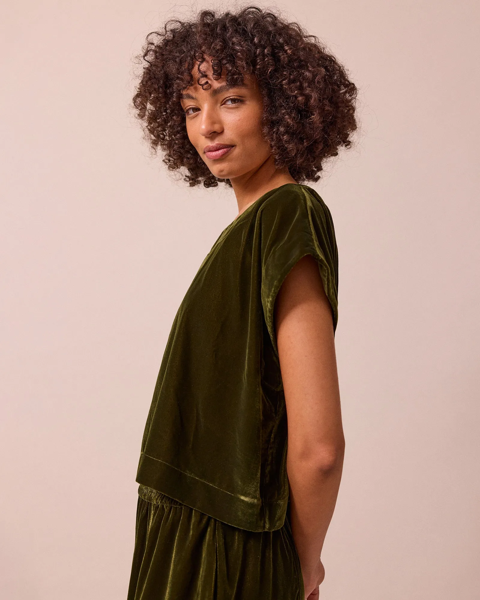 Polly Moss Green Velvet Top sold by Beyond Nine product image thumbnail 4