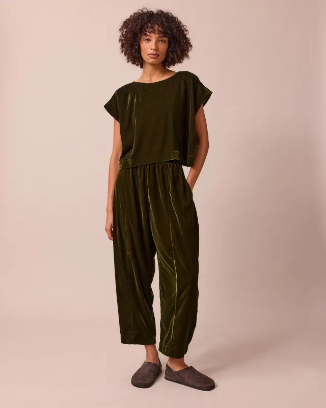 Mabel Moss Green Velvet Trousers sold by Beyond Nine