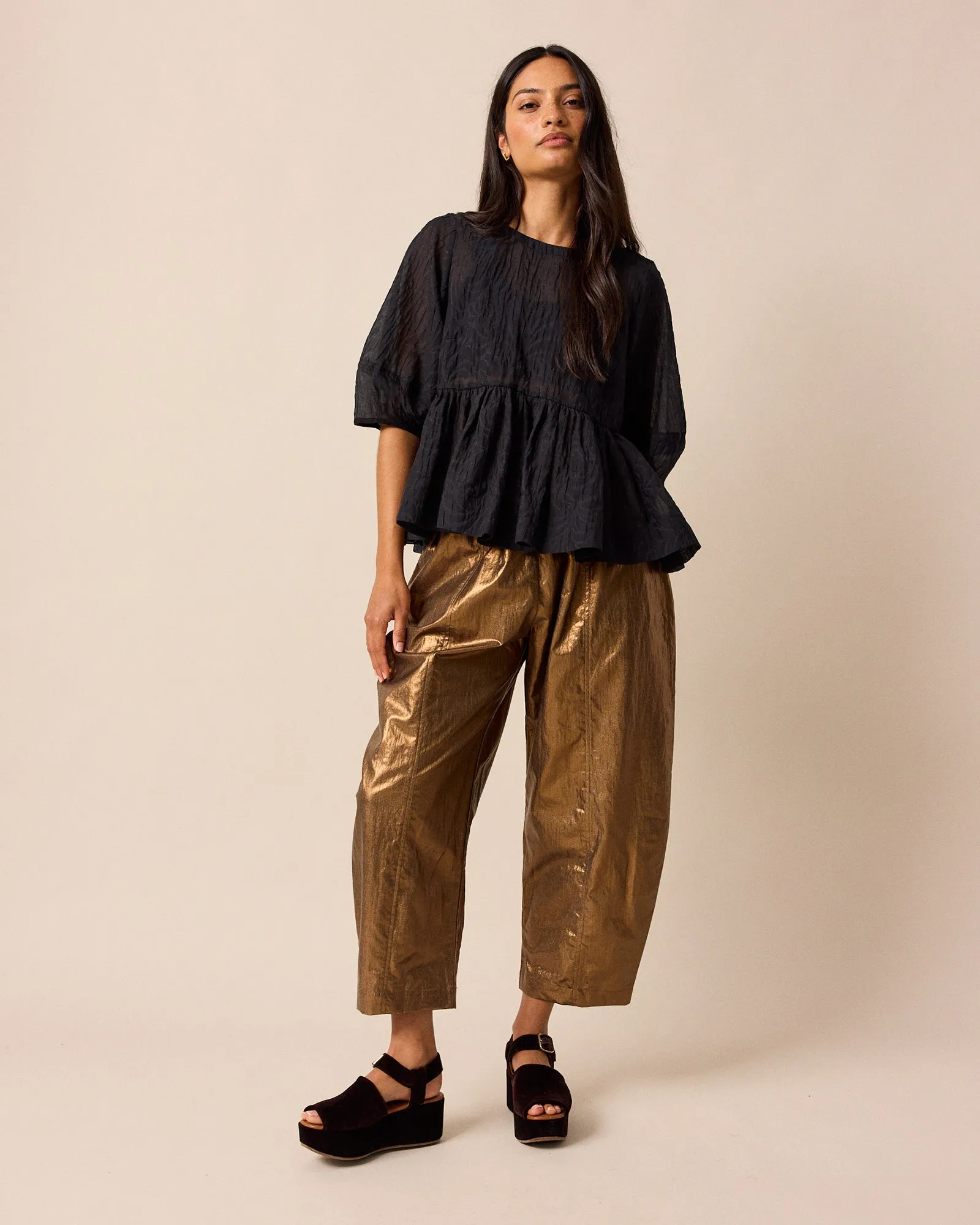 Mabel Bronze Linen Trousers sold by Beyond Nine