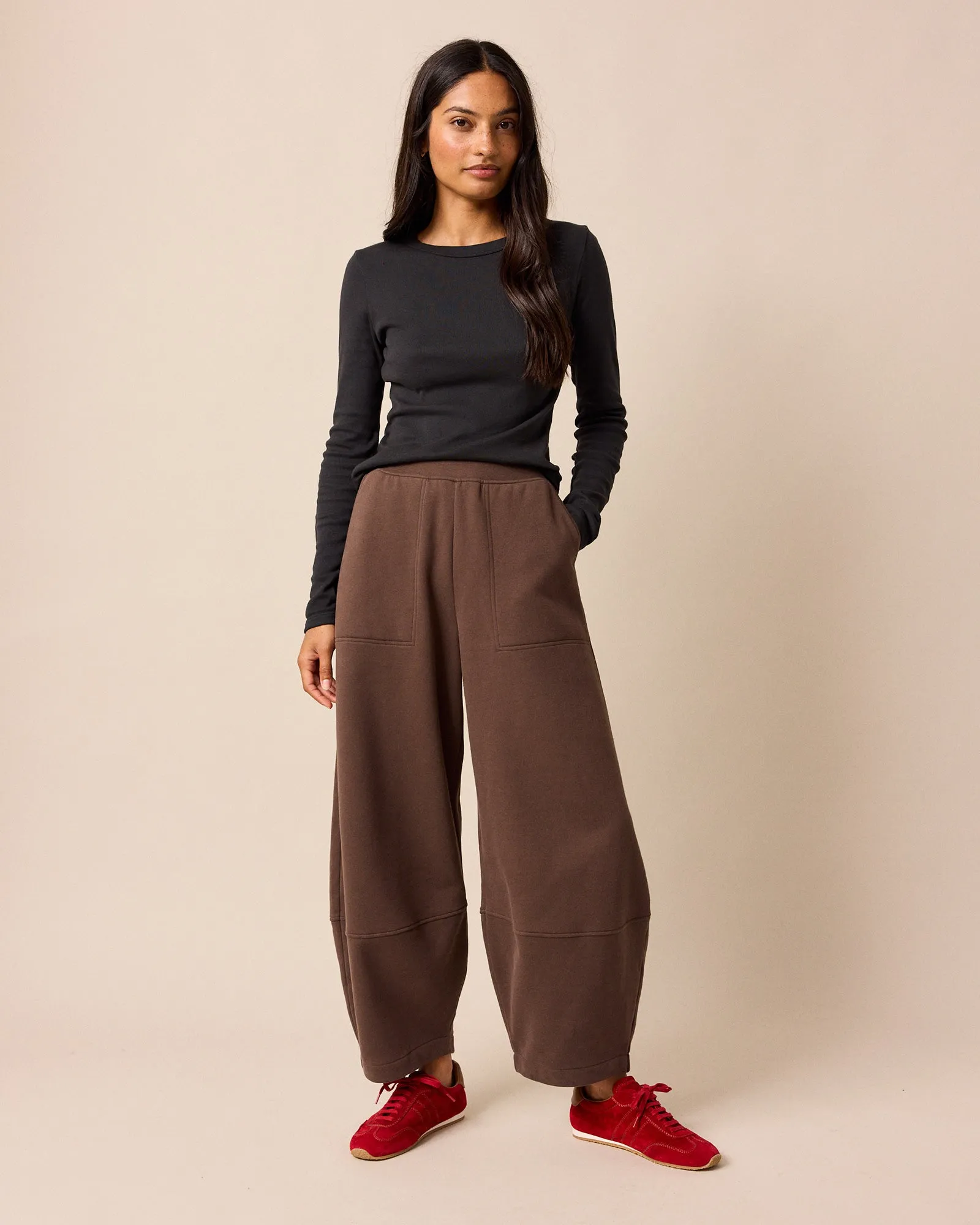 Pascale Chocolate Fleeceback Jersey Trousers sold by Beyond Nine