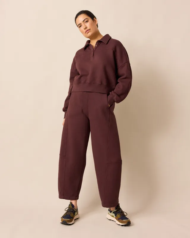 Lyra Burgundy Fleeceback Jersey Trousers sold by Beyond Nine