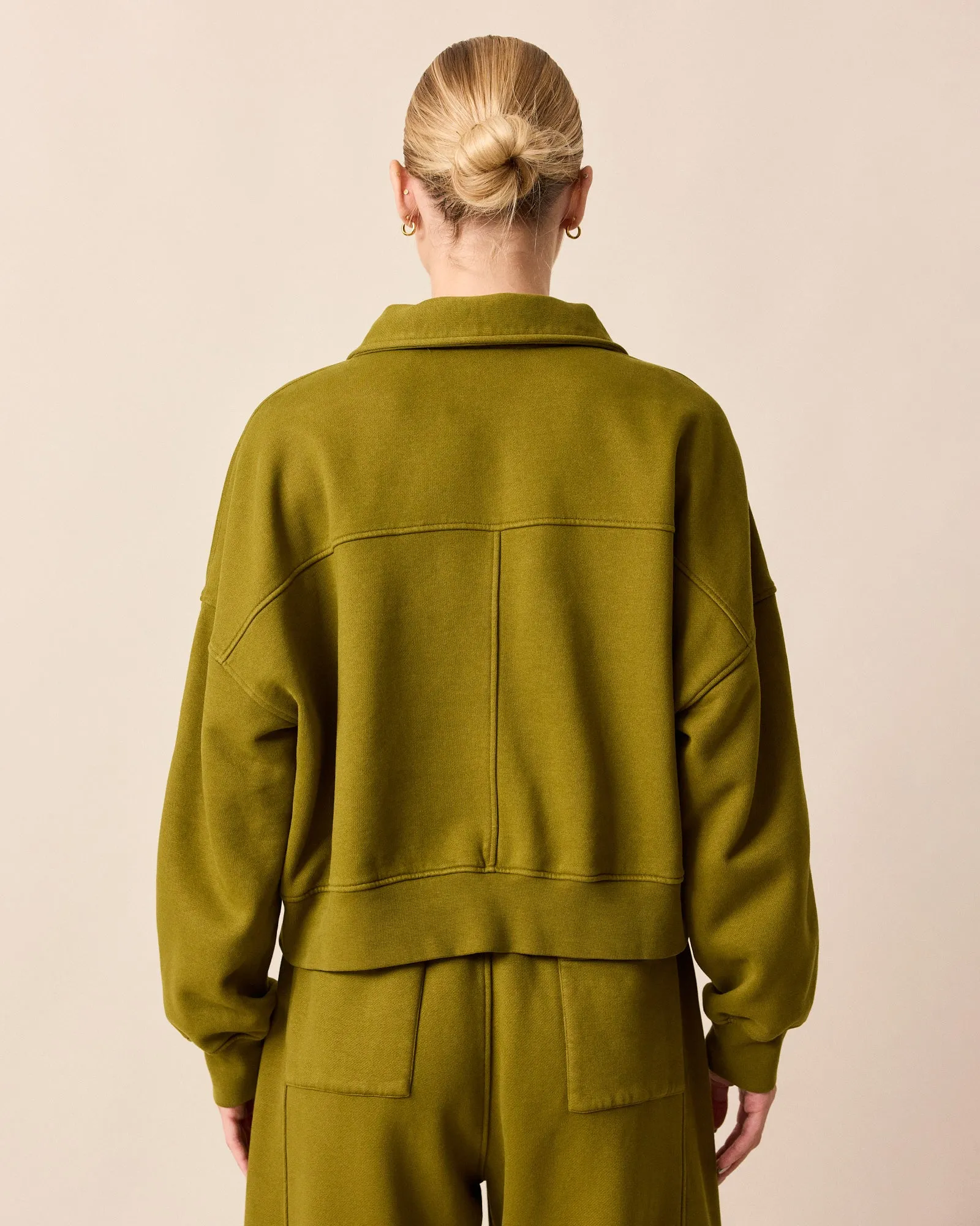 Cleo Fresh Olive Fleeceback Jersey Jumper sold by Beyond Nine product image thumbnail 5