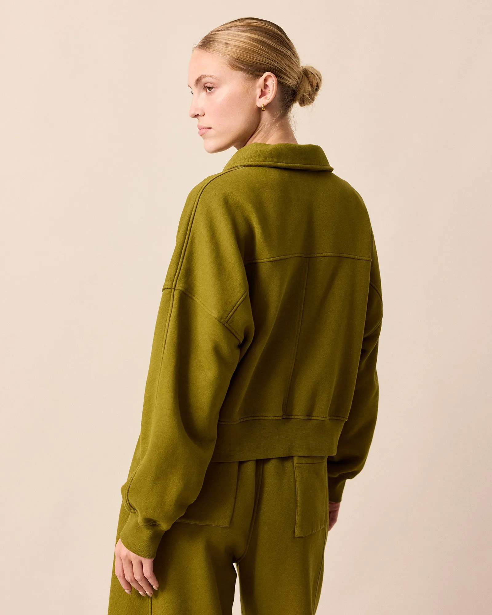 Cleo Fresh Olive Fleeceback Jersey Jumper sold by Beyond Nine product image thumbnail 4