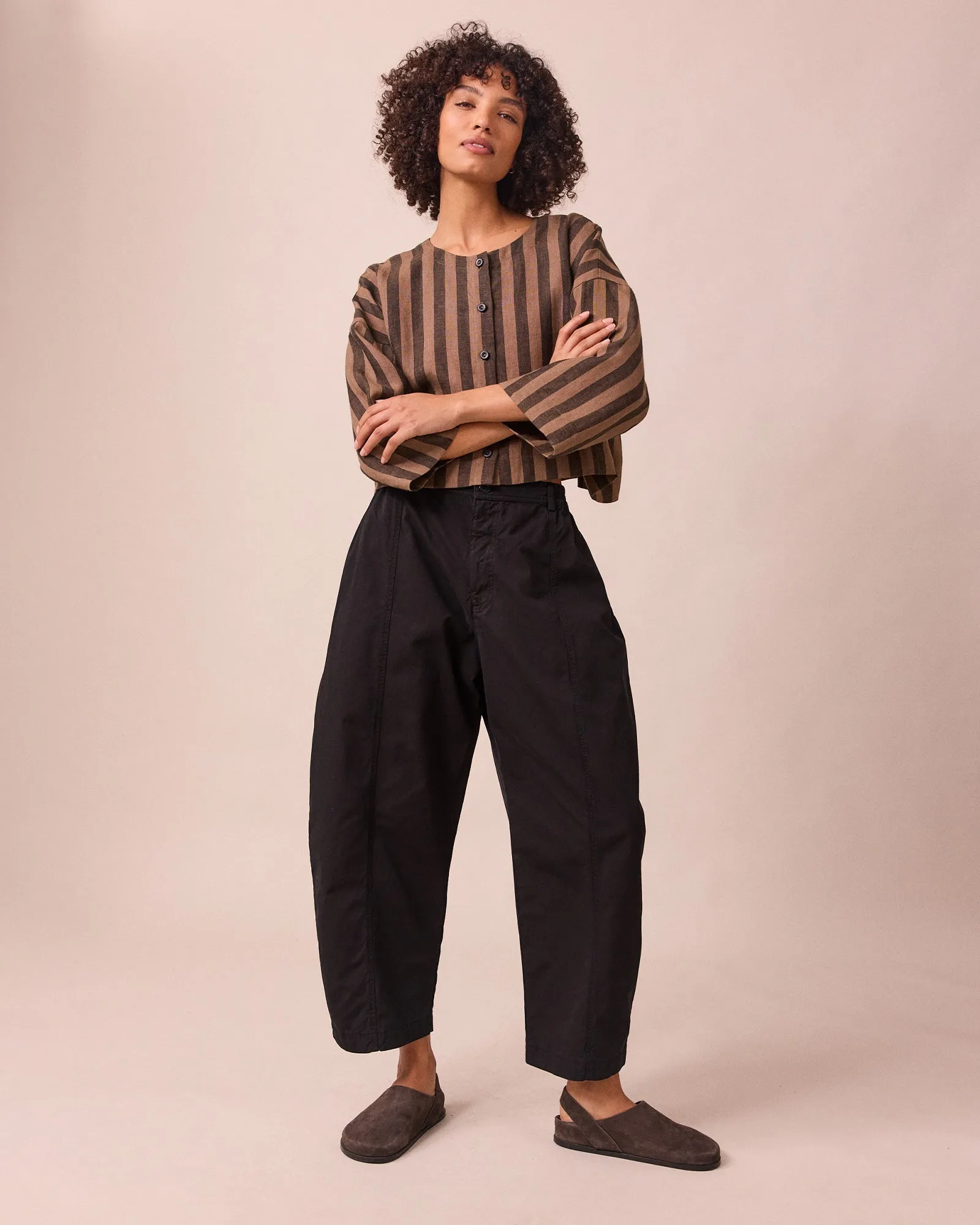 Millie Black Cotton Trousers sold by Beyond Nine