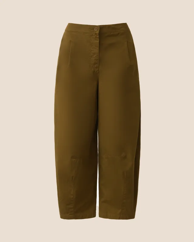 Dana Golden Olive Cotton Trousers sold by Beyond Nine