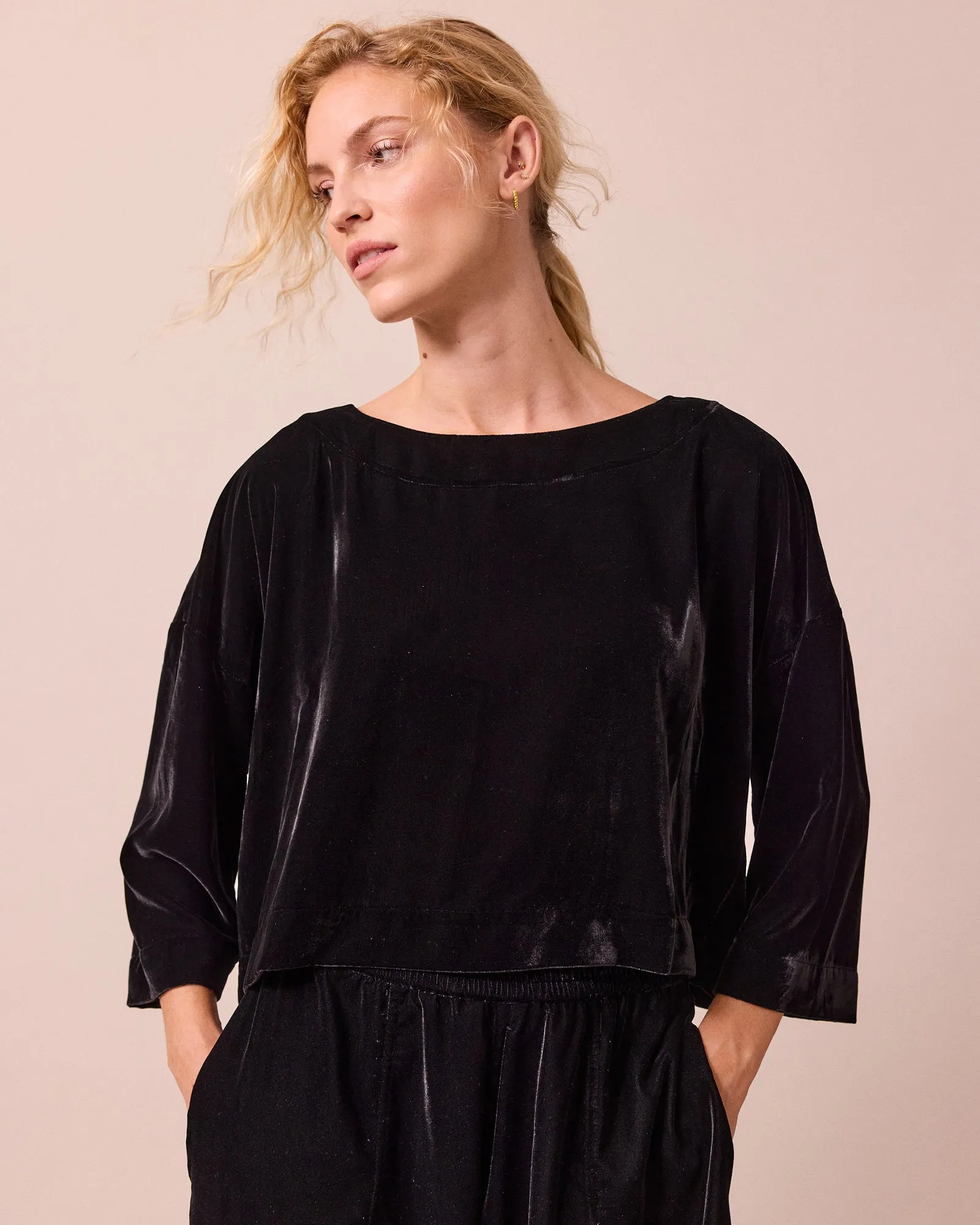 Lily Black Velvet Top sold by Beyond Nine