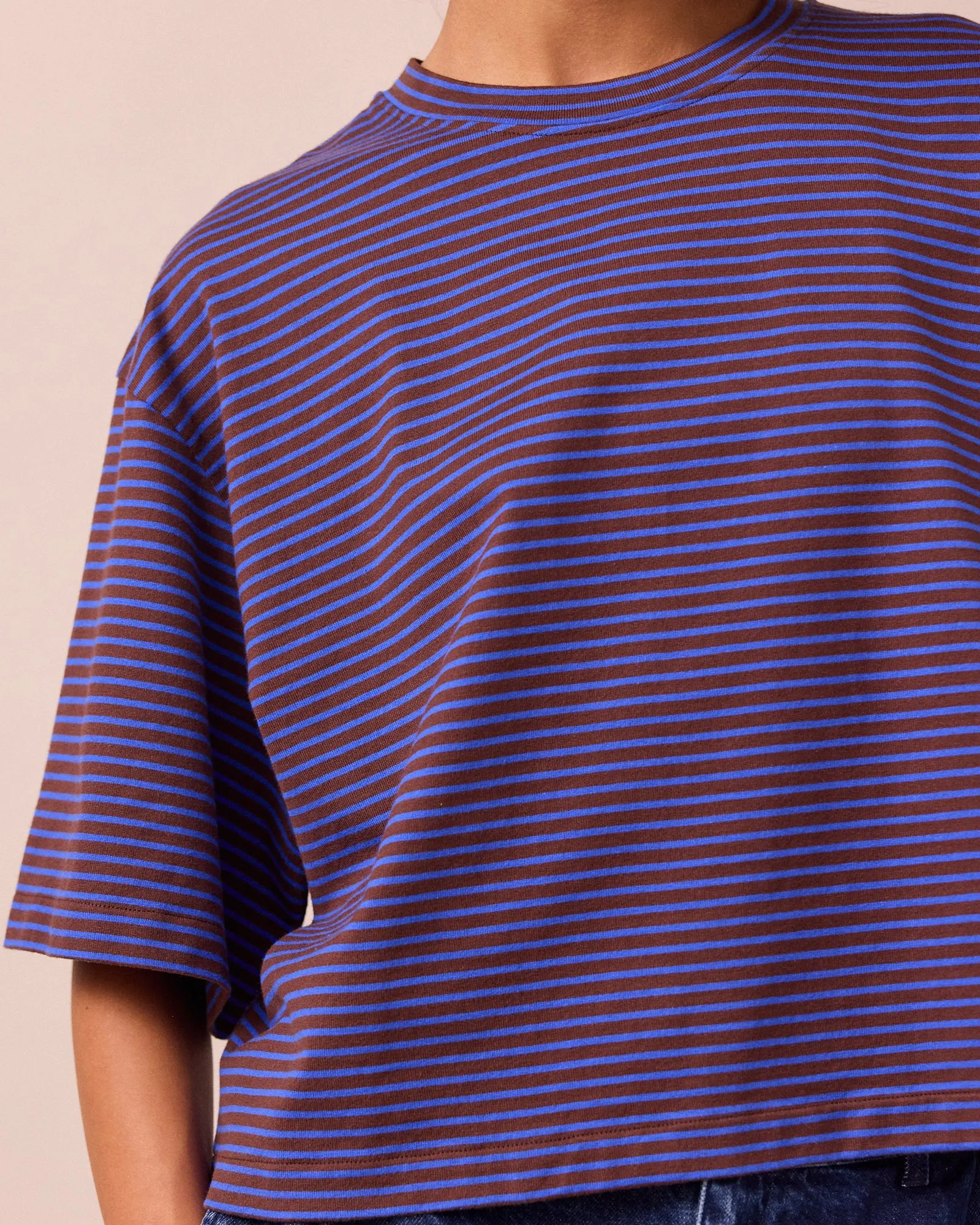 Nova Brown & Blue Stripe Jersey T-Shirt sold by Beyond Nine product image thumbnail 4