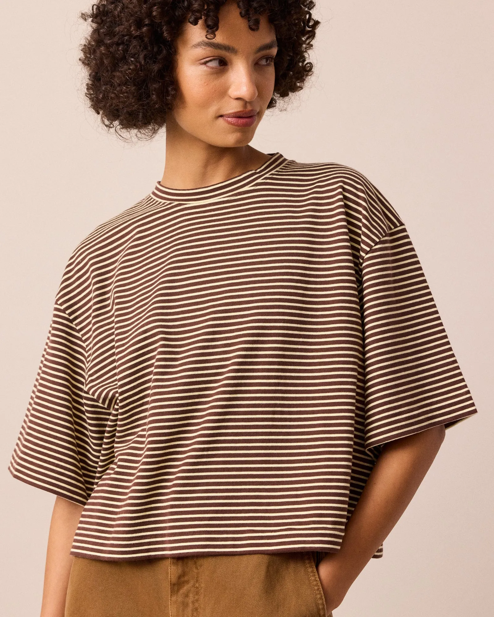 Nova Brown & Butter Stripe Jersey T-Shirt sold by Beyond Nine