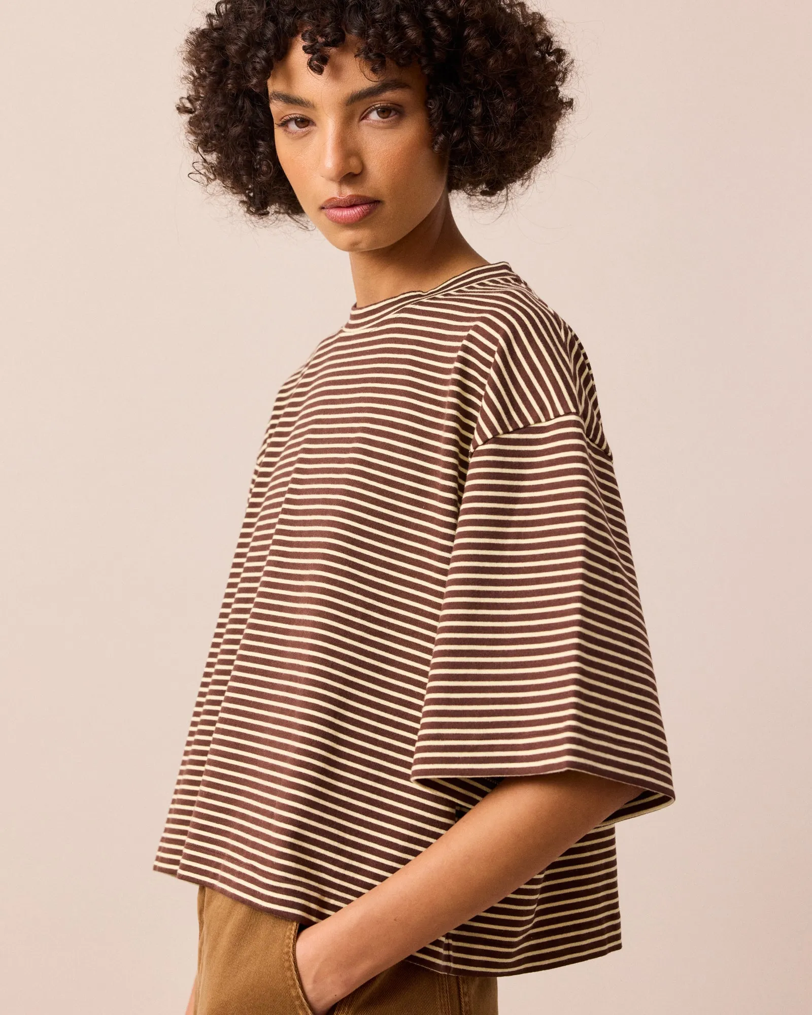 Nova Brown & Butter Stripe Jersey T-Shirt sold by Beyond Nine product image thumbnail 3