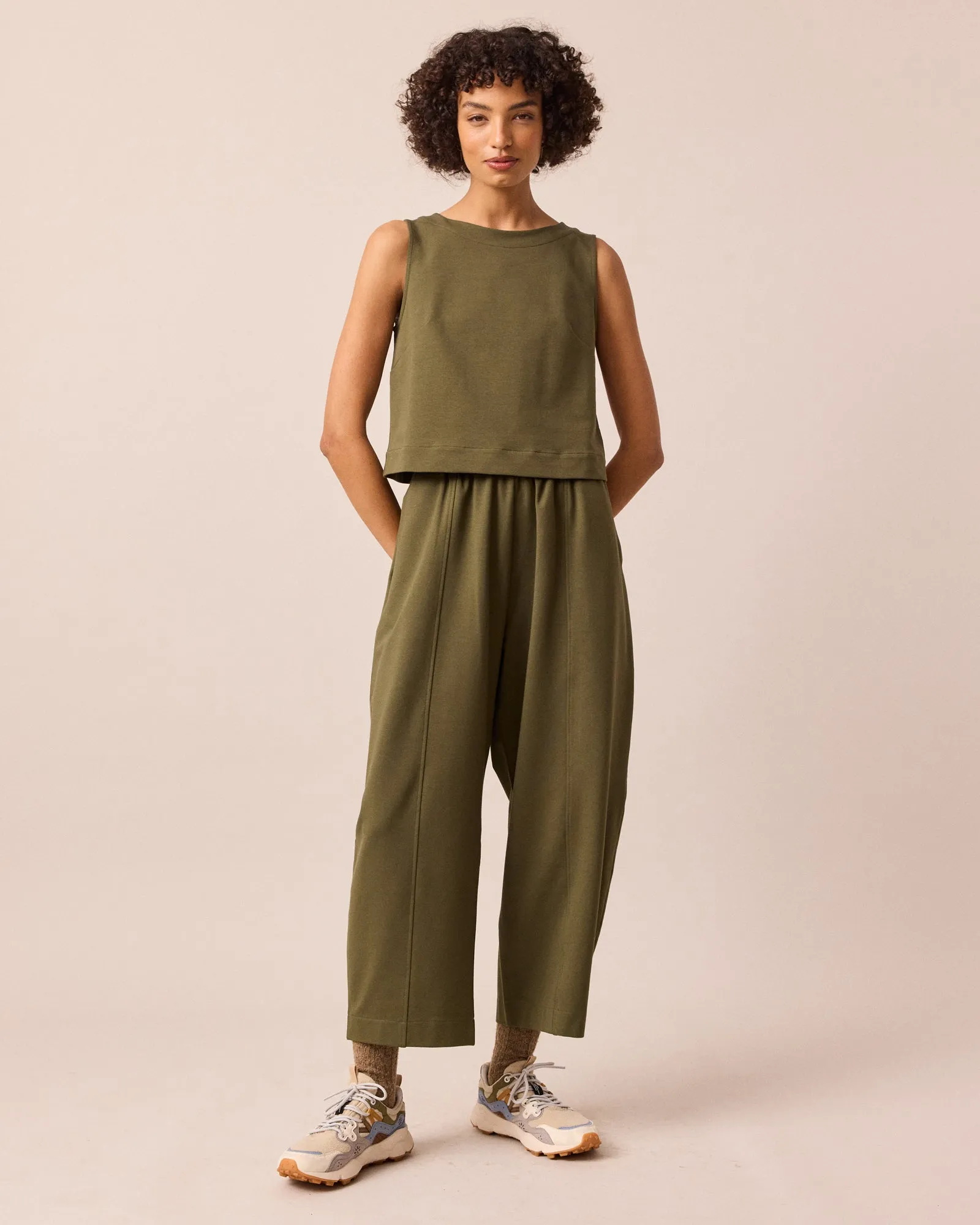 Mabel Light Olive Jersey Trousers sold by Beyond Nine product image thumbnail 3