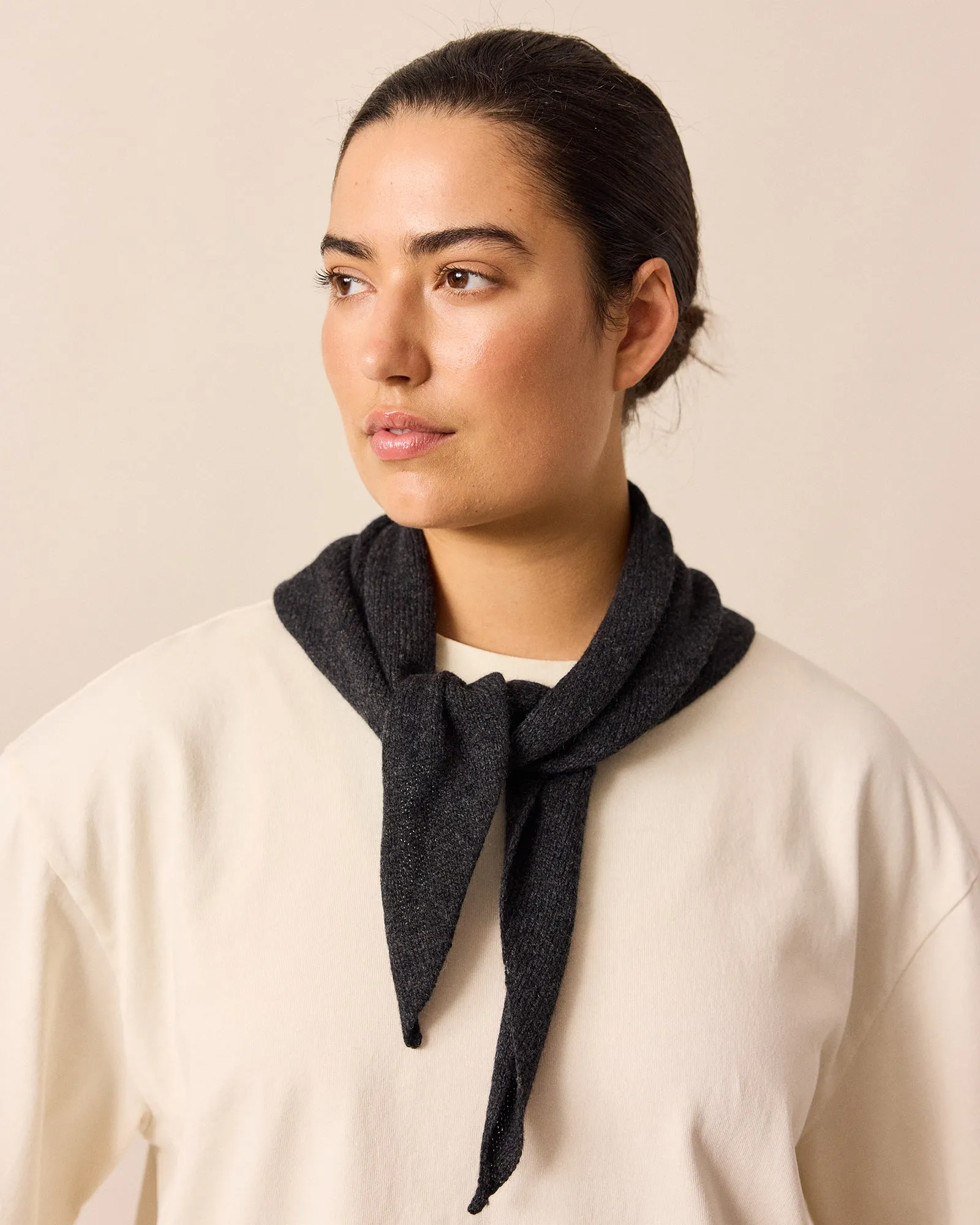 Knitted Neckerchief Charcoal sold by Beyond Nine