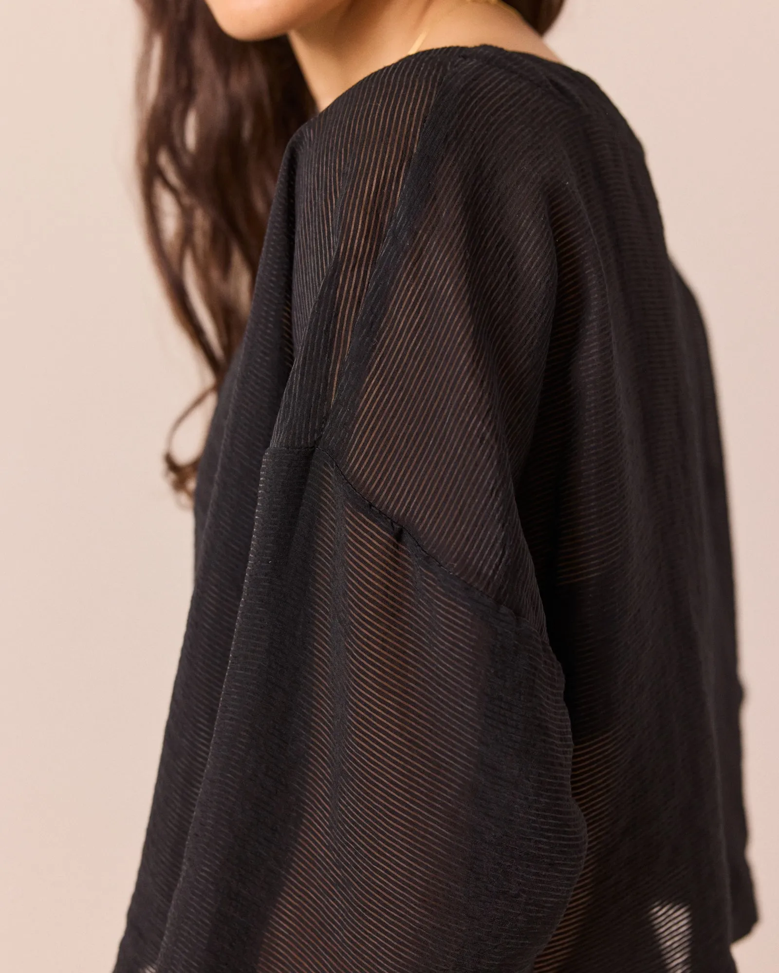 Lily Black Sheer Stripe Top sold by Beyond Nine product image thumbnail 5