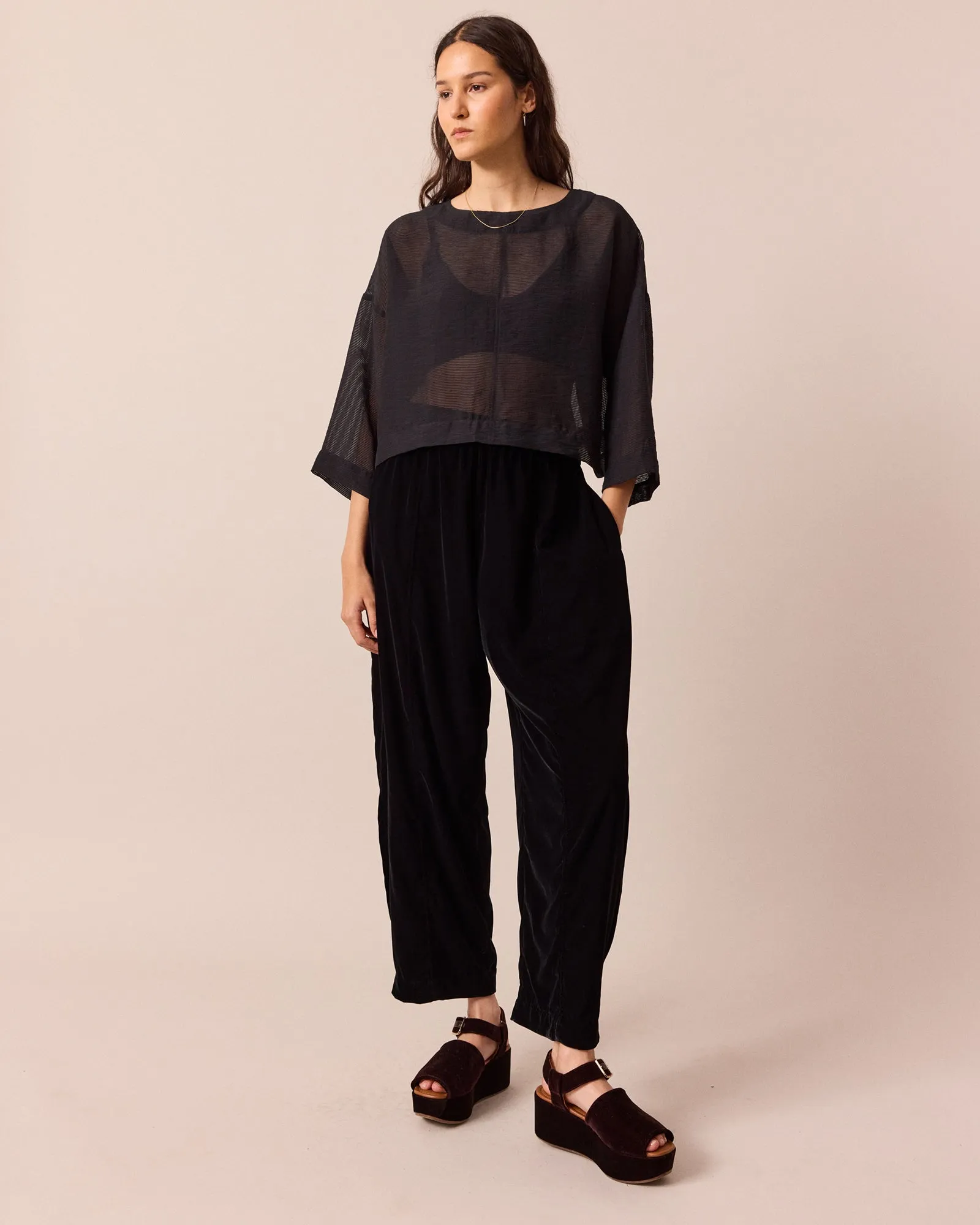 Lily Black Sheer Stripe Top sold by Beyond Nine product image thumbnail 2