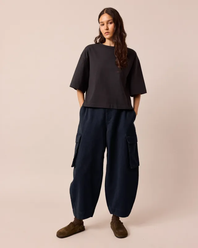 Claudie Navy Denim Trousers sold by Beyond Nine