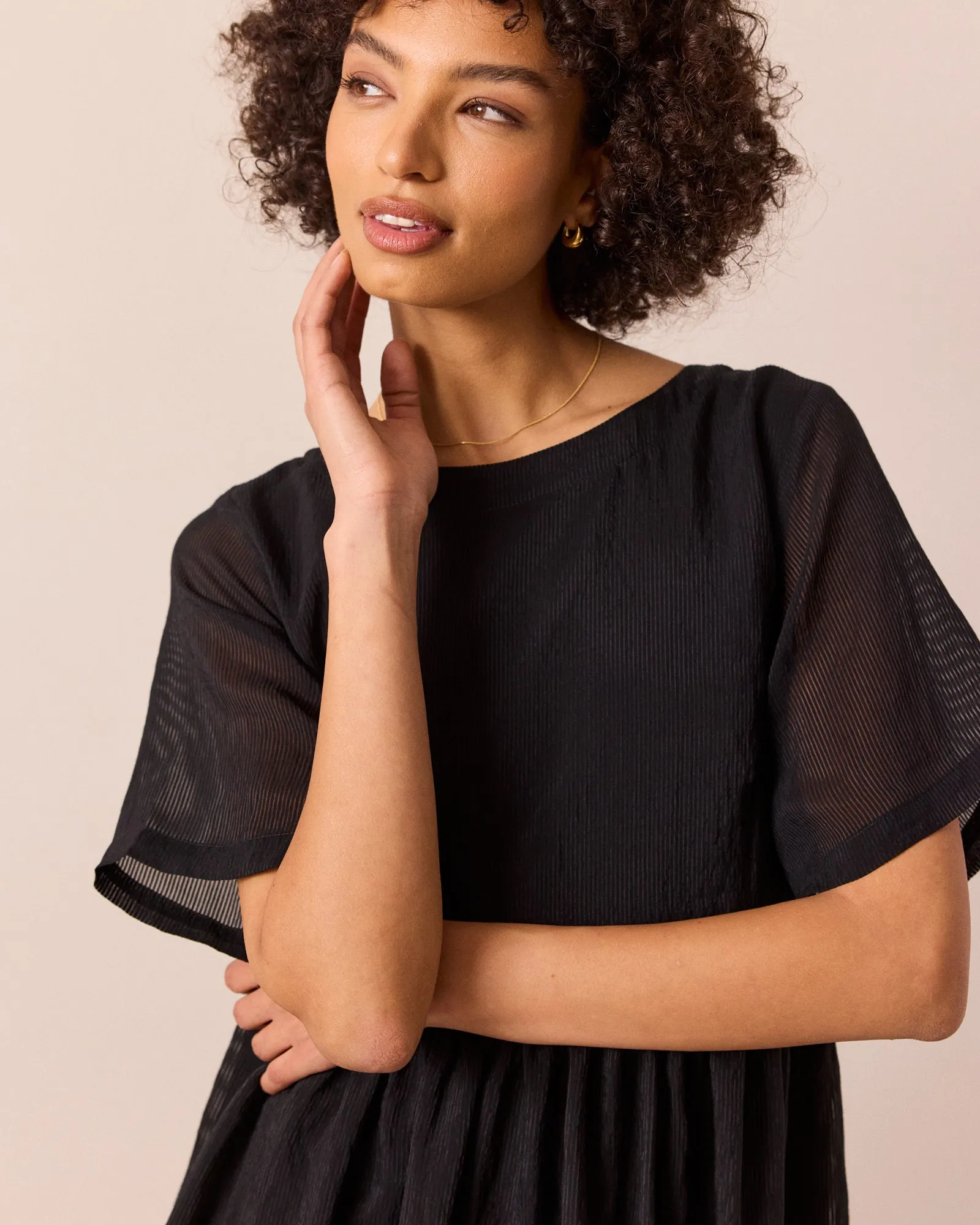 Verona Black Sheer Stripe Dress sold by Beyond Nine product image thumbnail 5