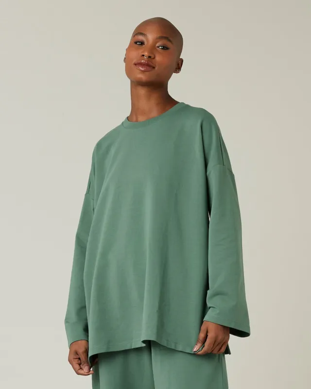 Huxley Dusky Green Cotton Jersey Top sold by Beyond Nine