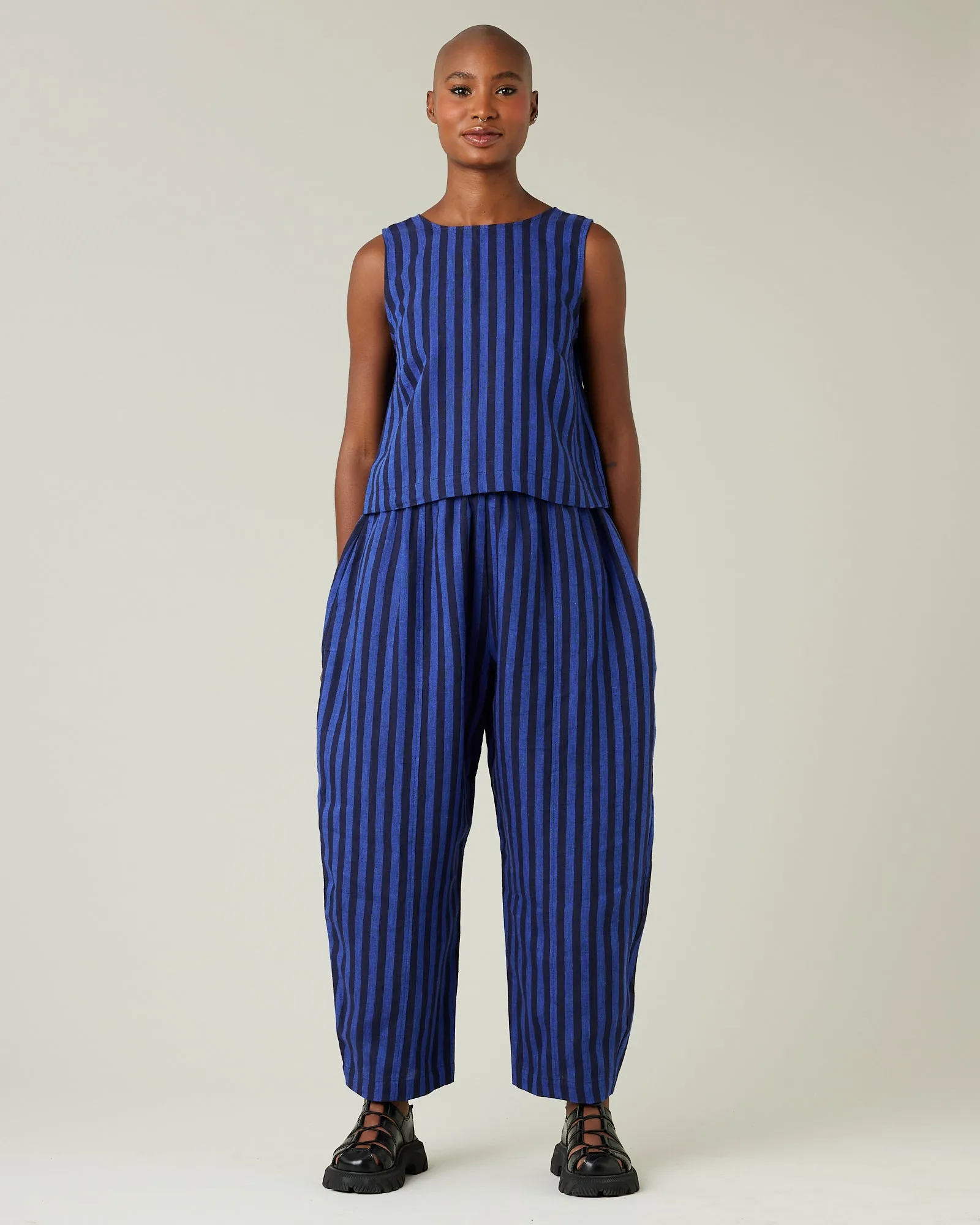 Mabel Indigo Stripe Linen Trousers sold by Beyond Nine product image thumbnail 5