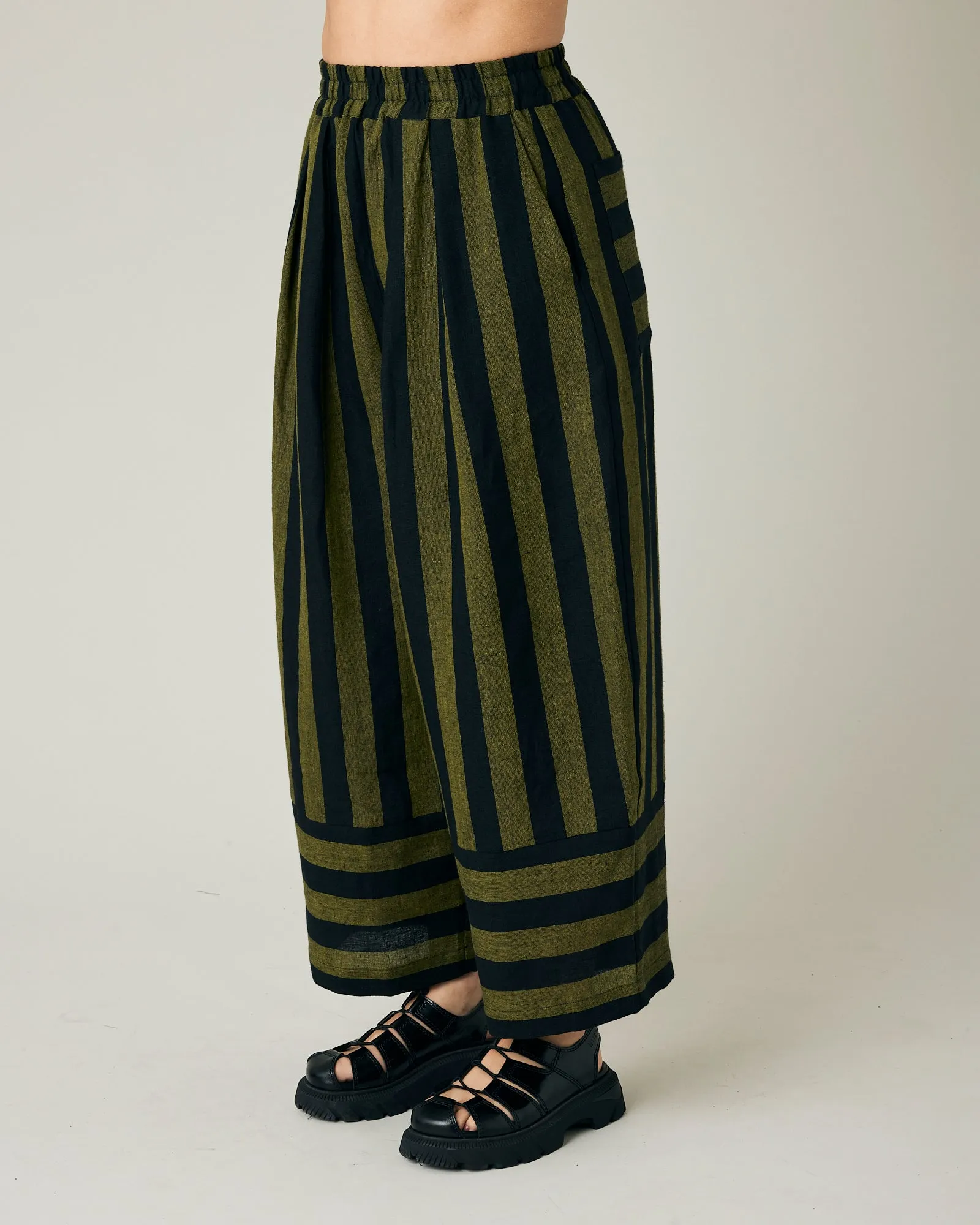 Bobbi Black & Olive Stripe Linen Trousers sold by Beyond Nine product image thumbnail 2