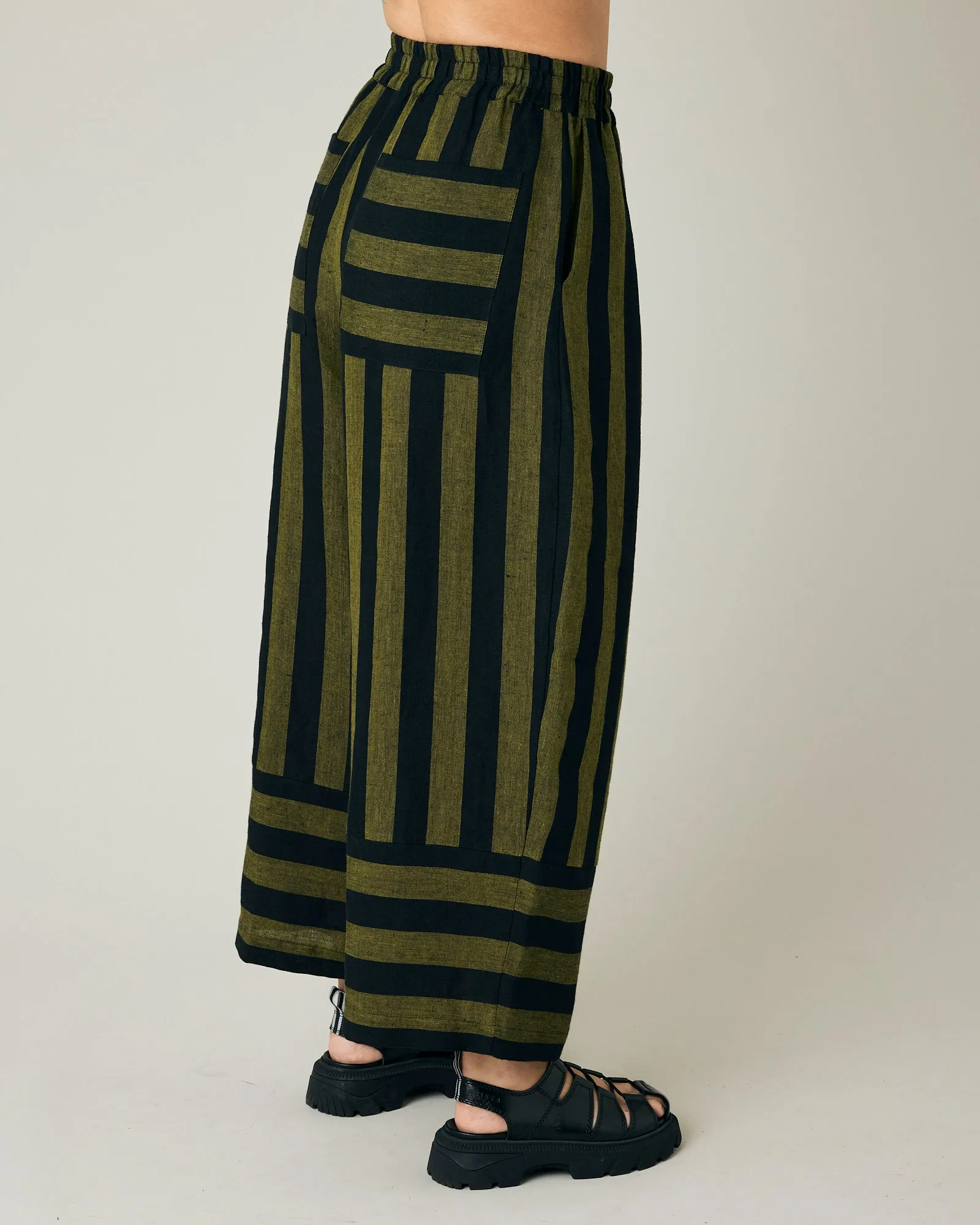 Bobbi Black & Olive Stripe Linen Trousers sold by Beyond Nine product image thumbnail 4