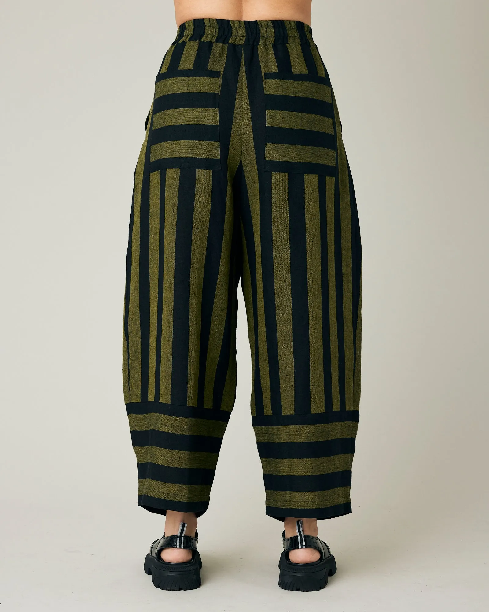 Bobbi Black & Olive Stripe Linen Trousers sold by Beyond Nine product image thumbnail 3