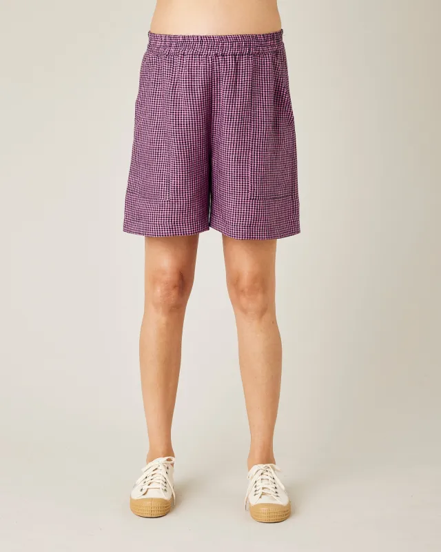 Ari Pink & Black Micro Check Linen Shorts sold by Beyond Nine
