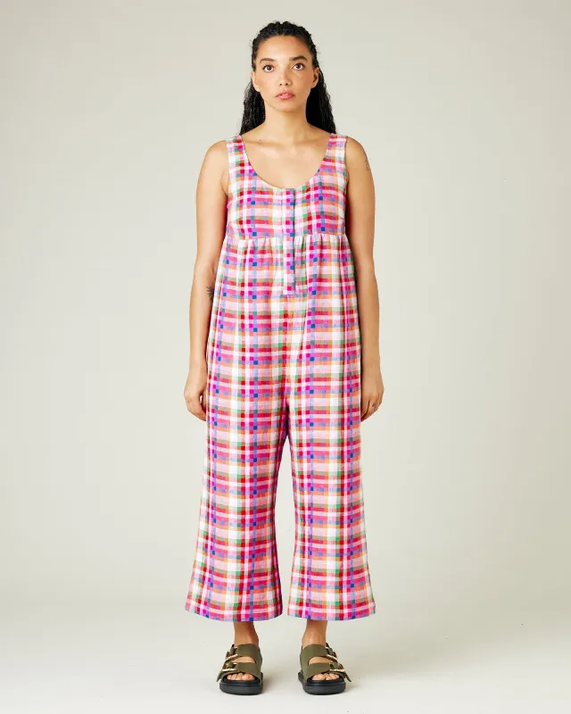 Savannah Sonny Check Linen Jumpsuit sold by Beyond Nine