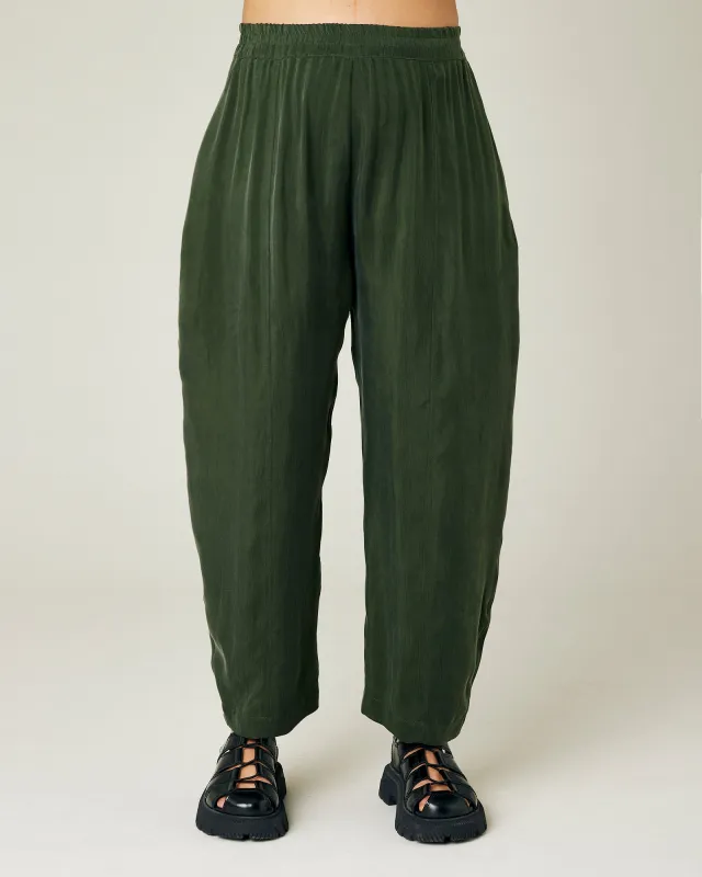 Mabel Dark Khaki Cupro Trousers sold by Beyond Nine