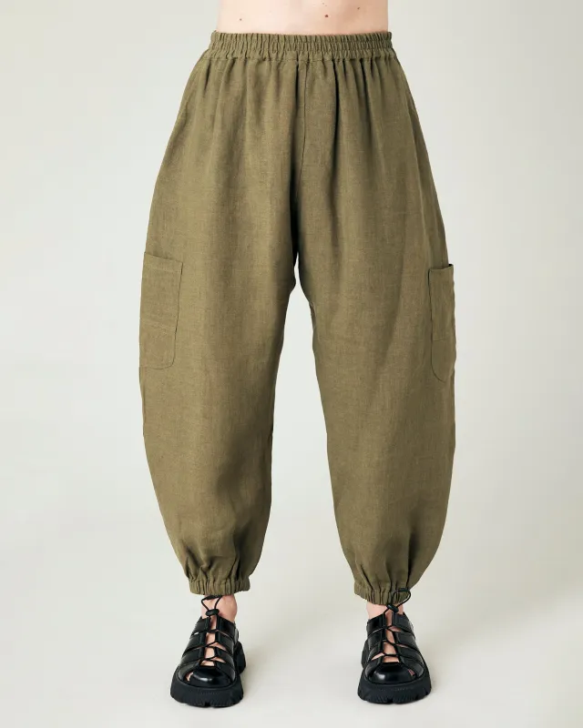 Yoli Light Khaki Linen Trousers sold by Beyond Nine