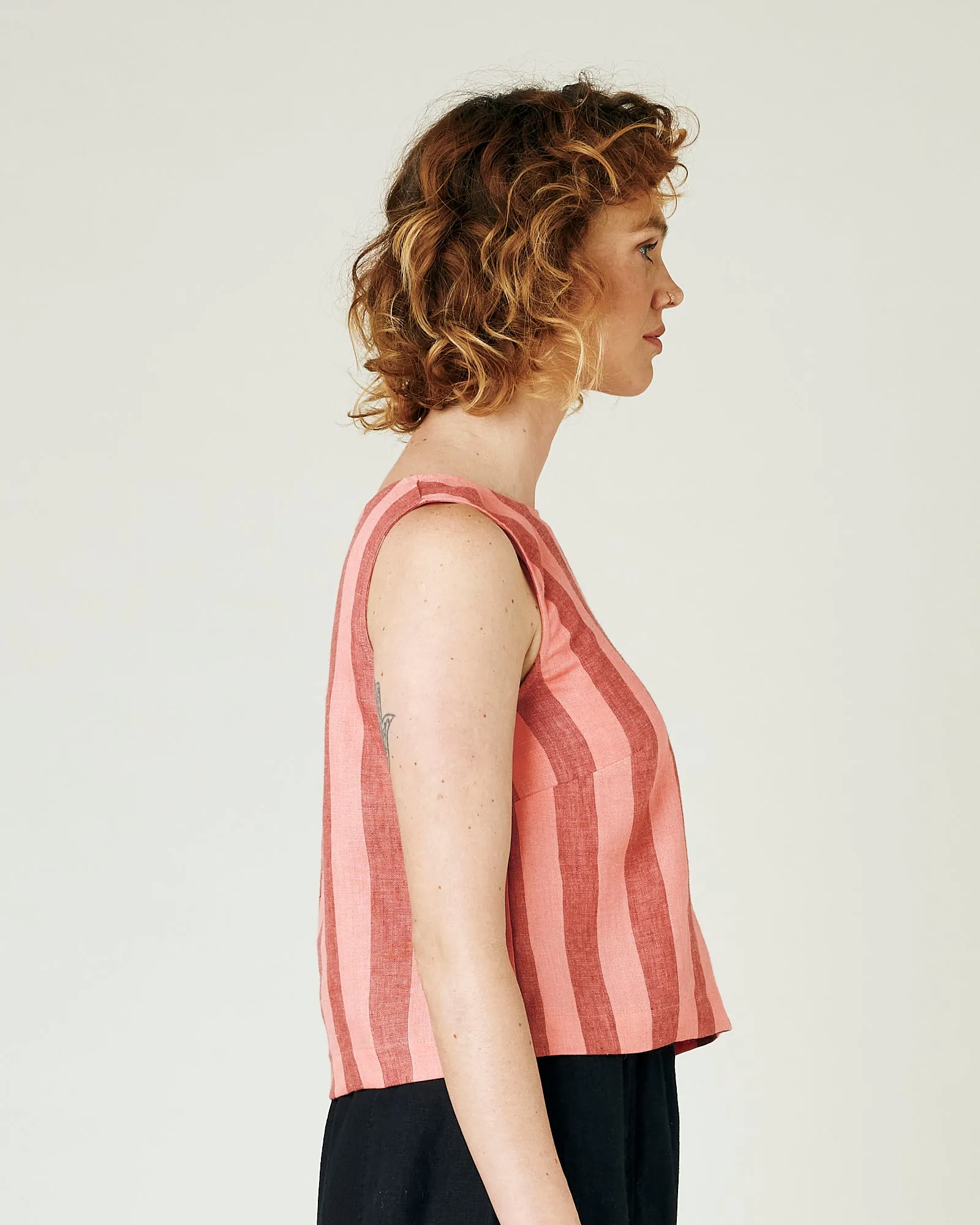 Esme Blush Stripe Linen Top sold by Beyond Nine product image thumbnail 4