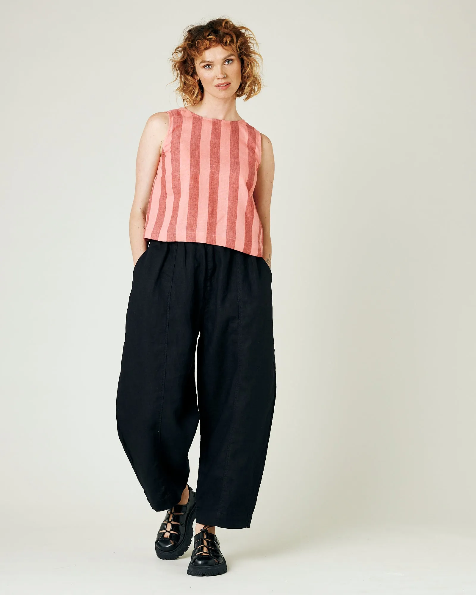 Esme Blush Stripe Linen Top sold by Beyond Nine product image thumbnail 5