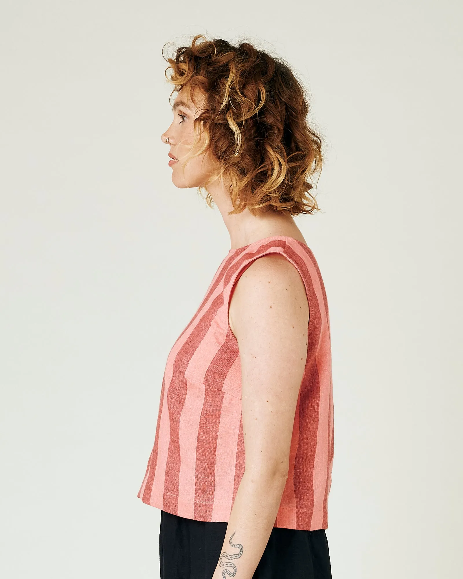 Esme Blush Stripe Linen Top sold by Beyond Nine product image thumbnail 2
