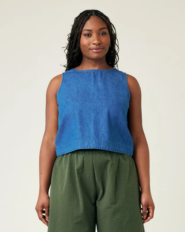 Esme Mid Wash Denim Chambray Top sold by Beyond Nine