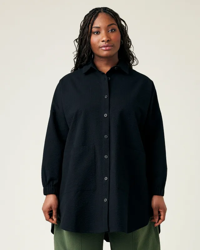 Catherine Black Seersucker Shirt sold by Beyond Nine