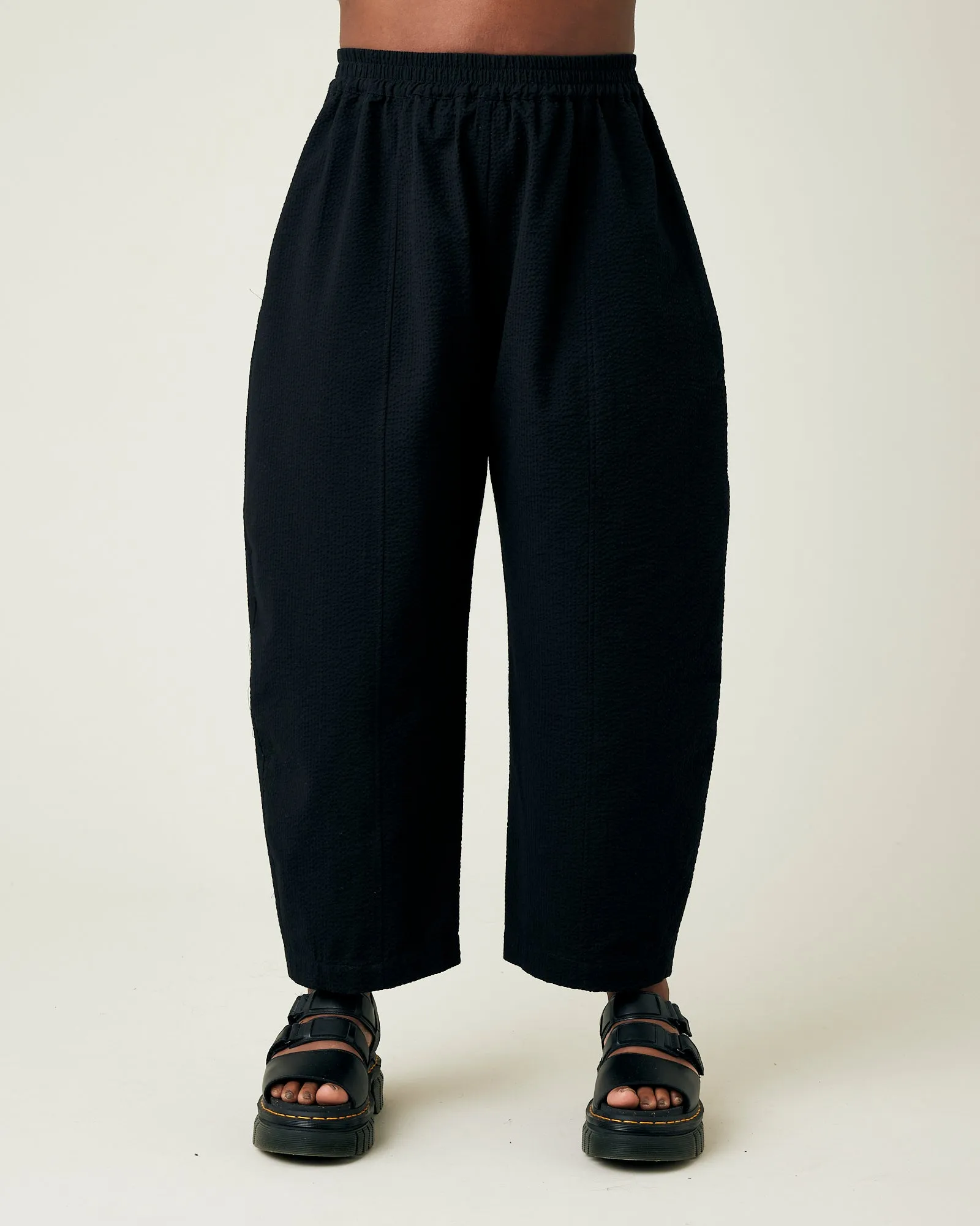 Mabel Black Seersucker Trousers sold by Beyond Nine