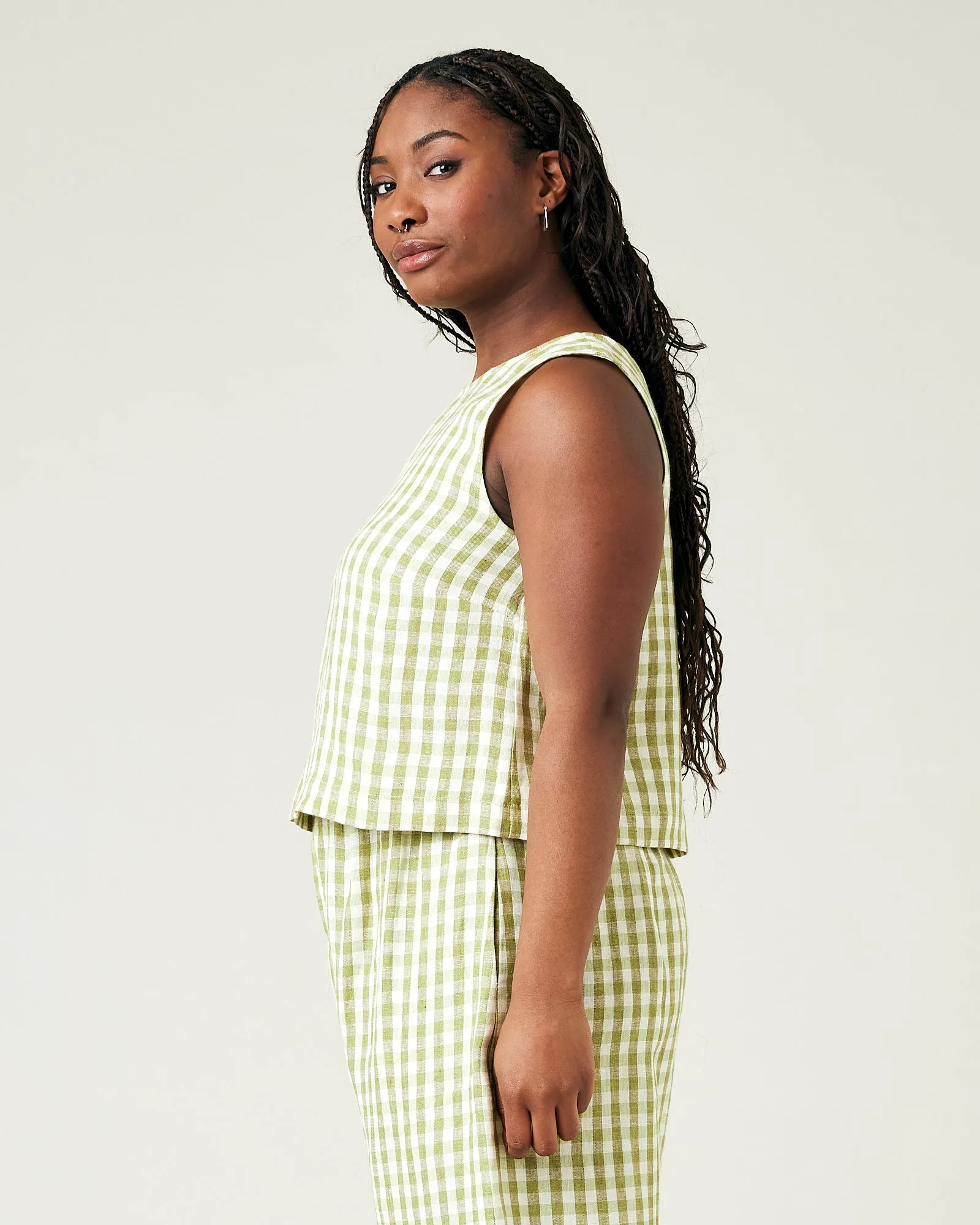 Esme Apple Check Linen Top sold by Beyond Nine product image thumbnail 2