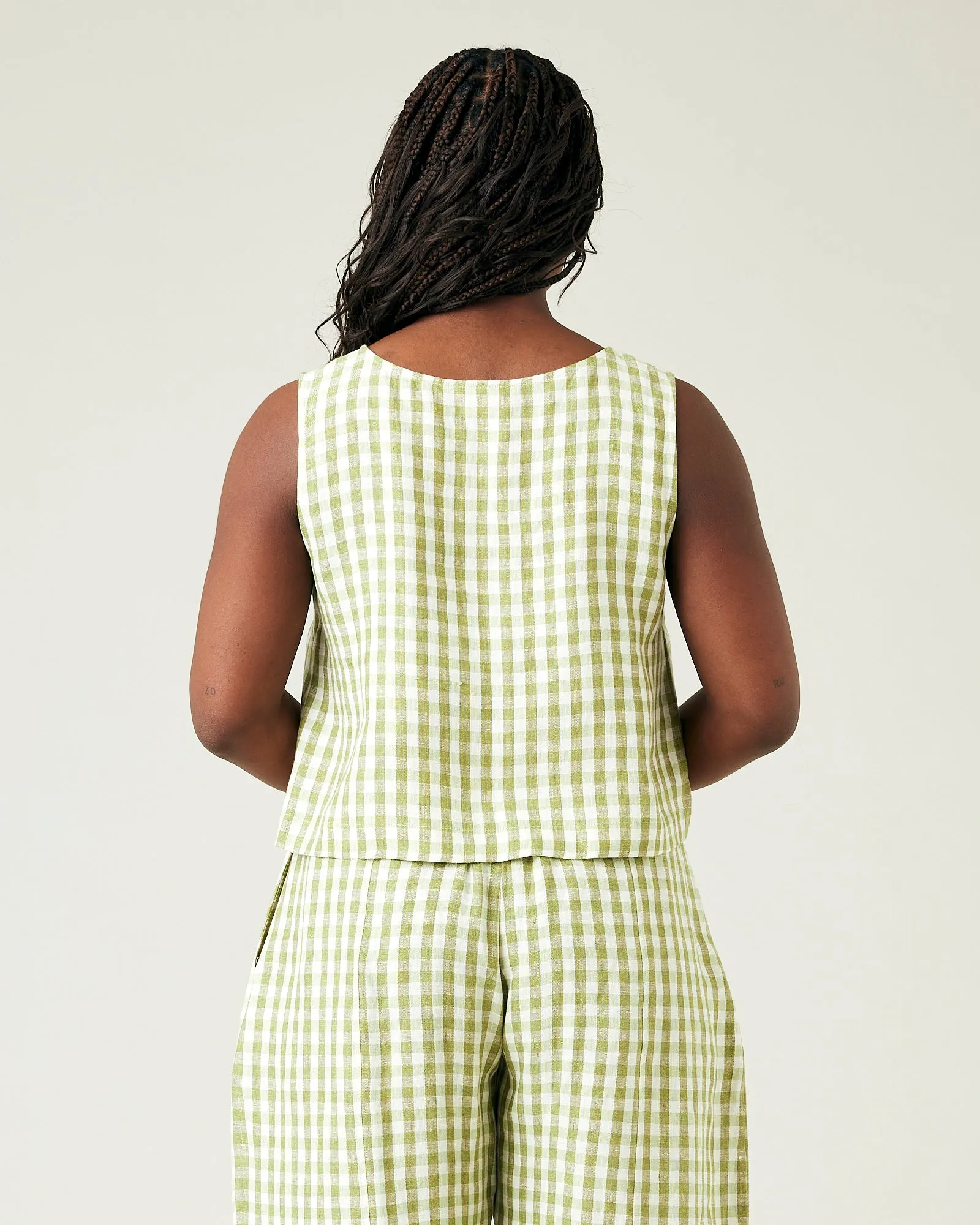 Esme Apple Check Linen Top sold by Beyond Nine product image thumbnail 3