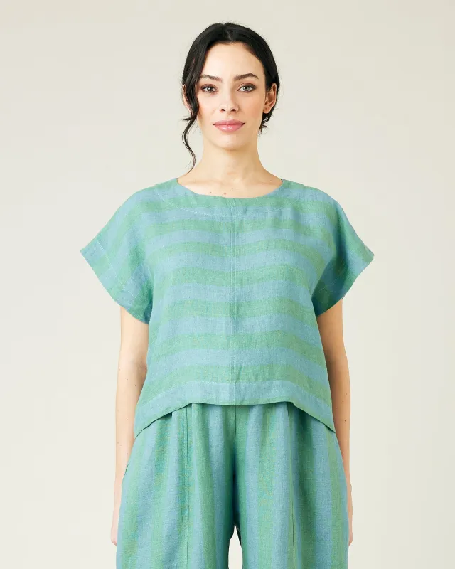Polly Ocean Stripe Linen Top sold by Beyond Nine