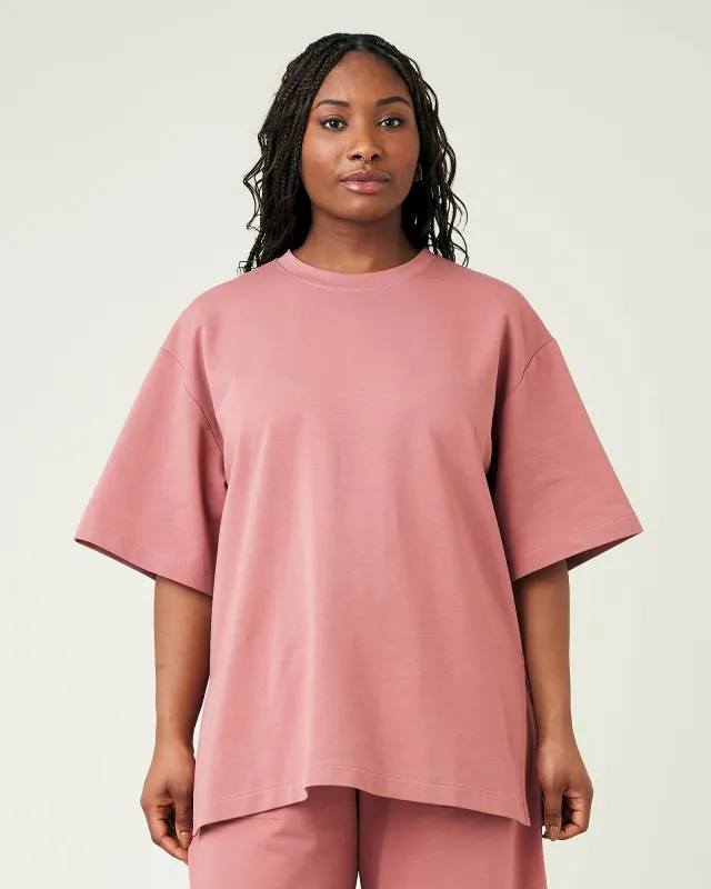 Jude Dusty Pink Cotton Jersey Short Drop Sleeve Top sold by Beyond Nine