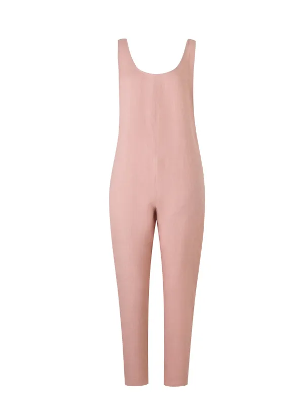 Linen Laura Jumpsuit - Dark Rose sold by Beyond Nine