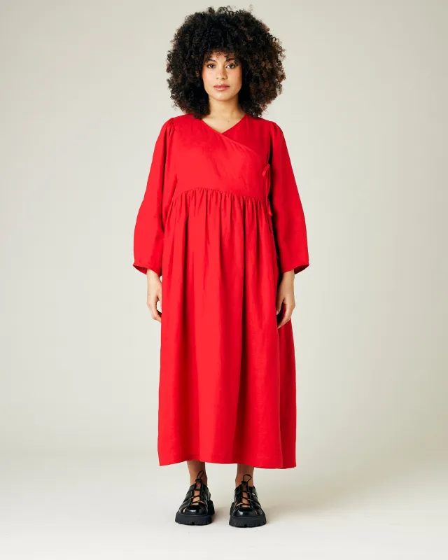 Isabel Red Linen Dress sold by Beyond Nine