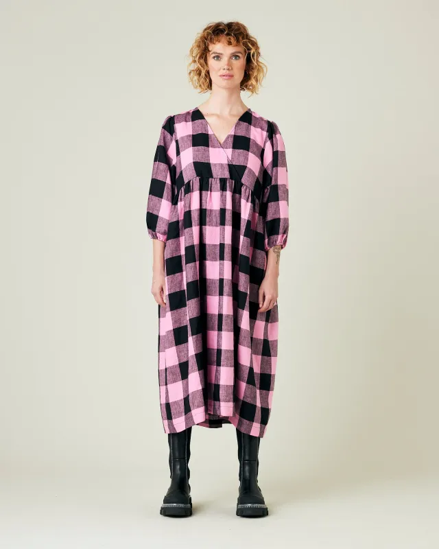 Abbie Pink & Black Mega Check Linen Dress sold by Beyond Nine