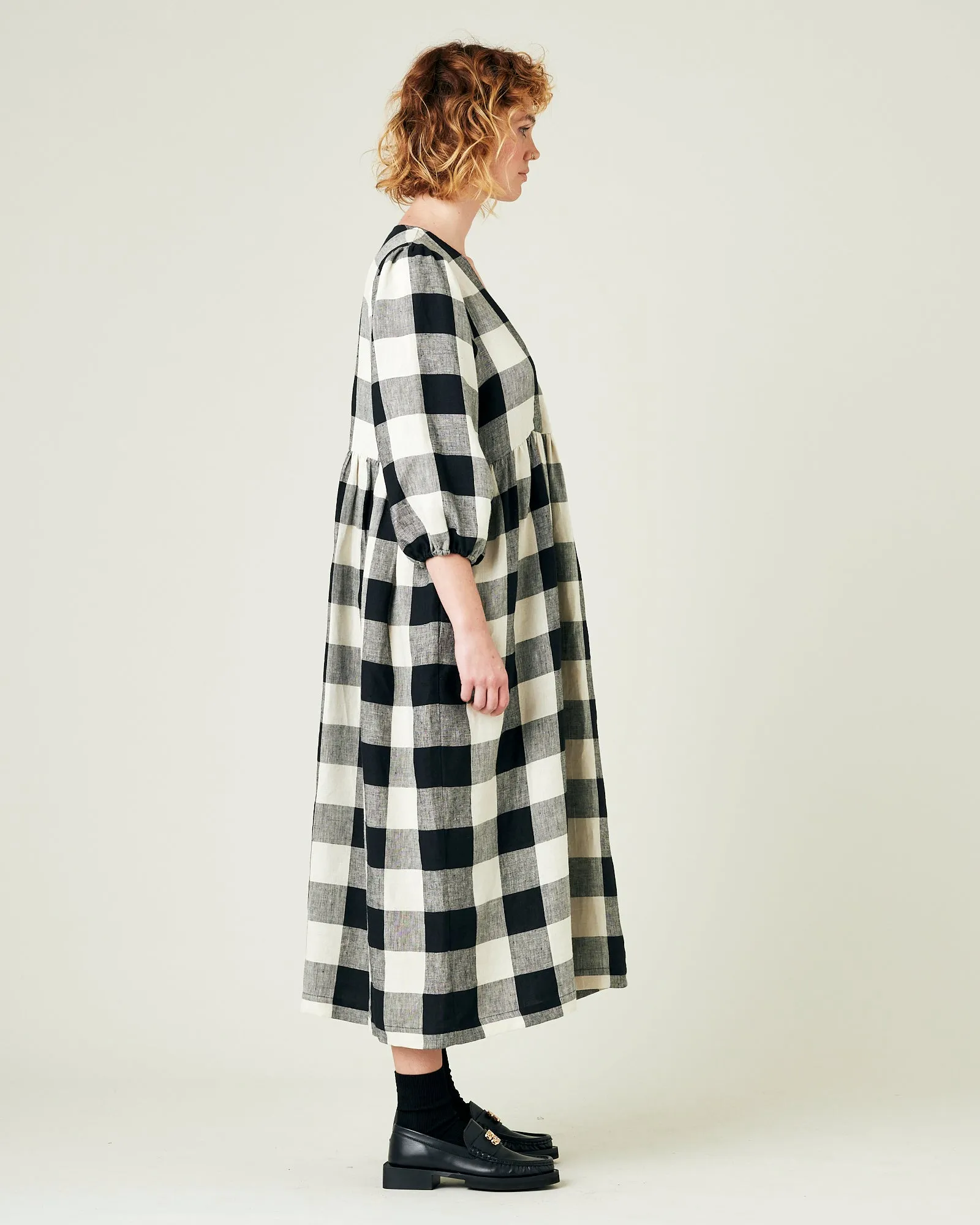 Abbie Stone & Black Mega Check Linen Dress sold by Beyond Nine product image thumbnail 4