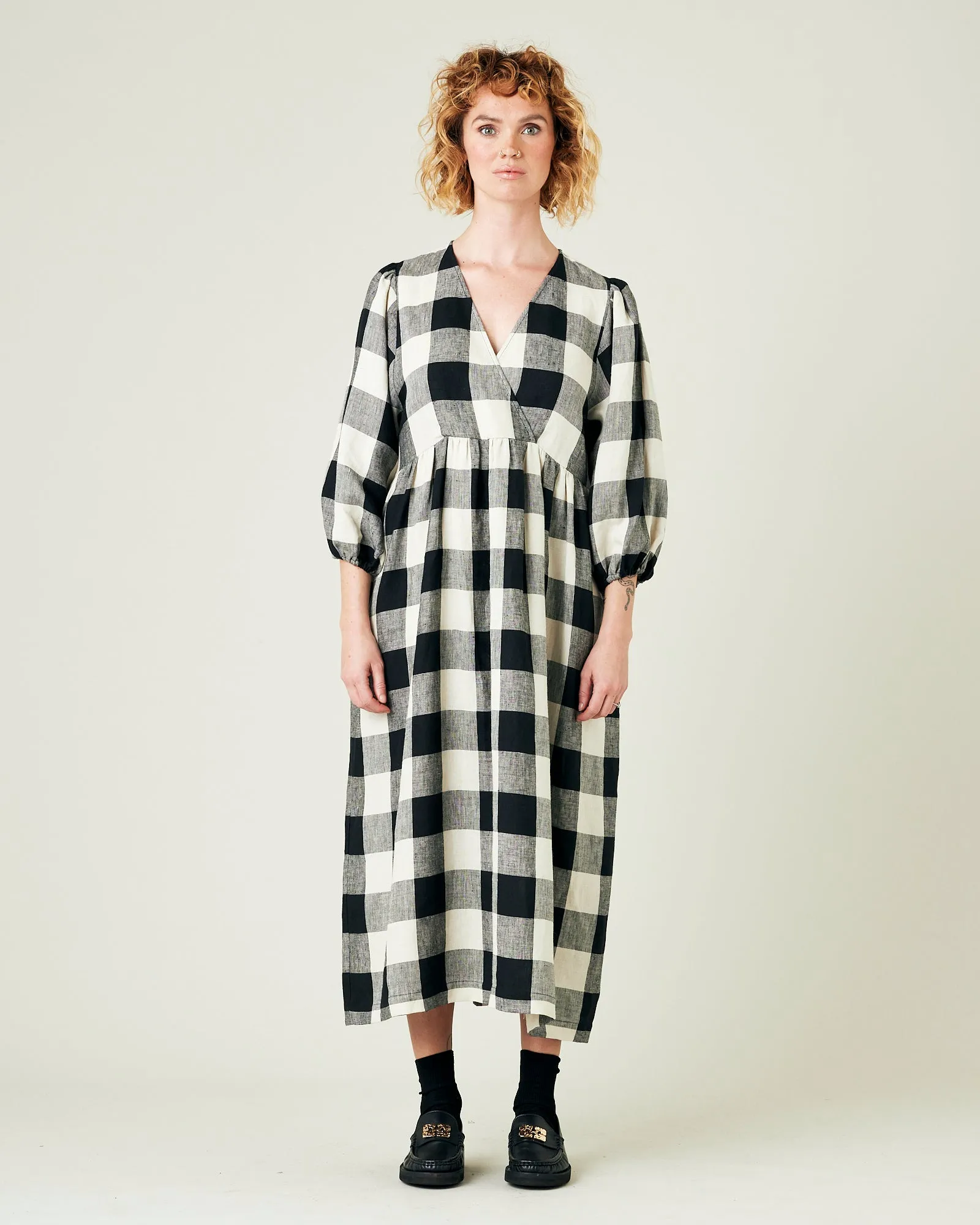 Abbie Stone & Black Mega Check Linen Dress sold by Beyond Nine