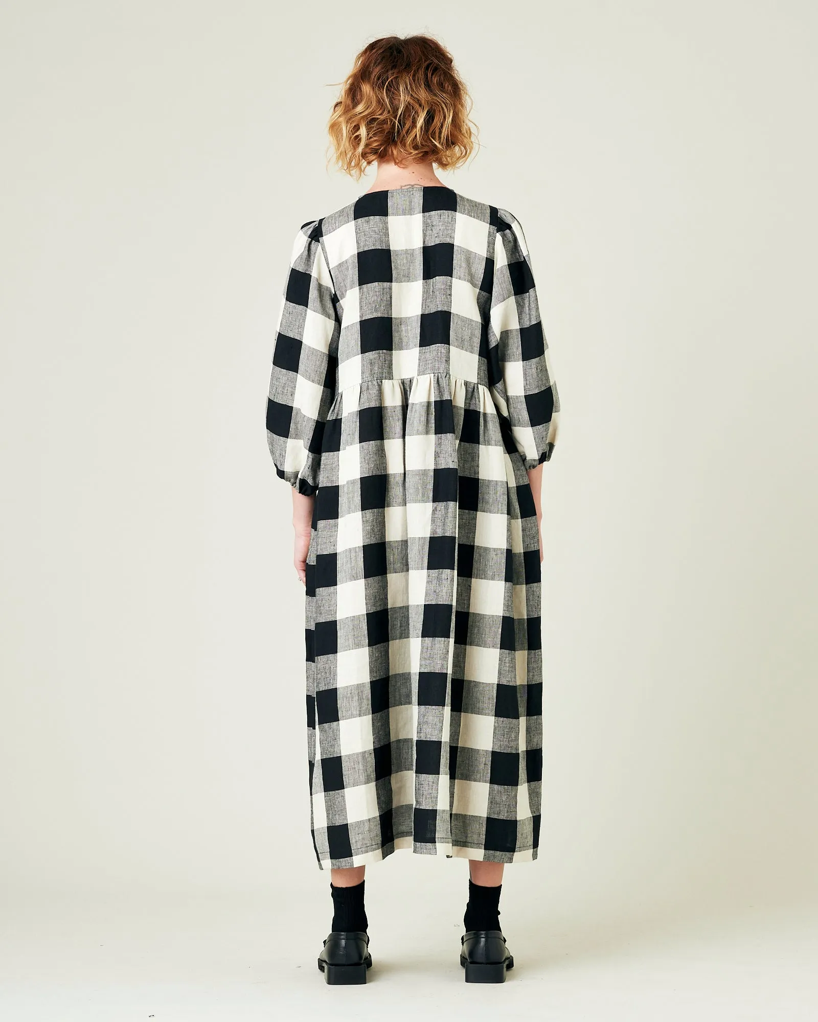 Abbie Stone & Black Mega Check Linen Dress sold by Beyond Nine product image thumbnail 3