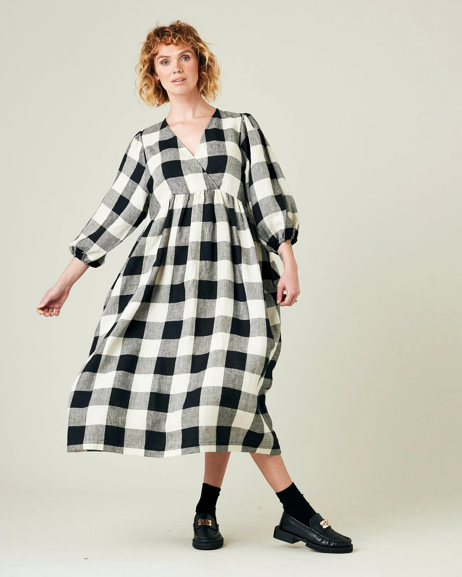 Abbie Stone & Black Mega Check Linen Dress sold by Beyond Nine product image thumbnail 5