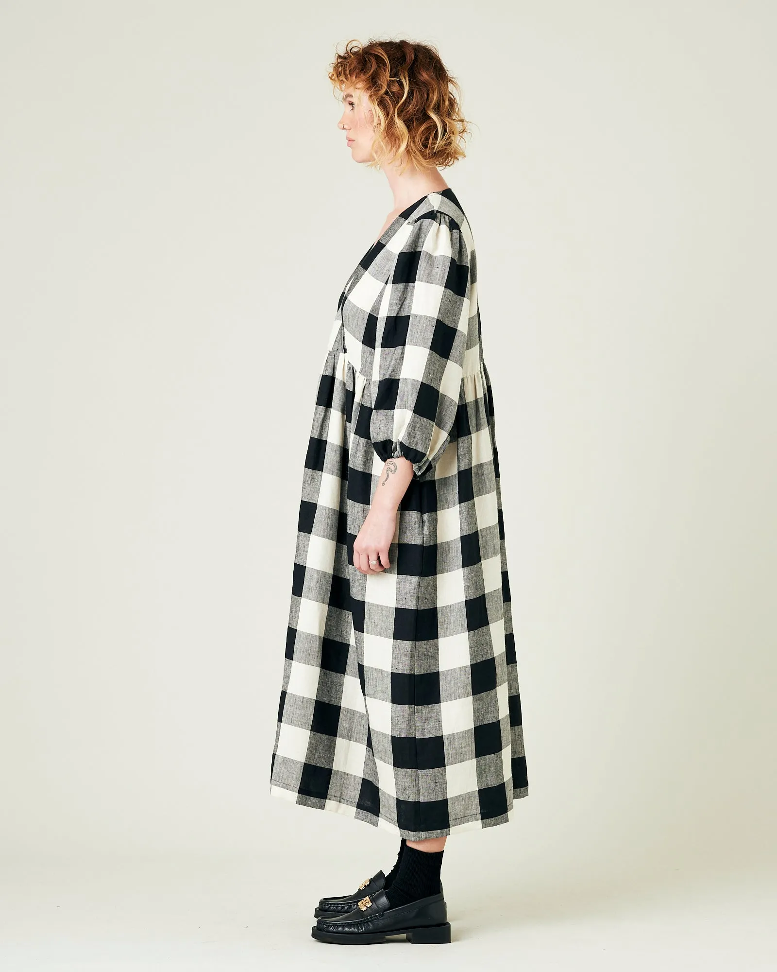 Abbie Stone & Black Mega Check Linen Dress sold by Beyond Nine product image thumbnail 2