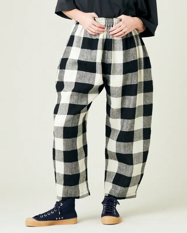 Mabel Stone & Black Mega Check Linen Trousers sold by Beyond Nine