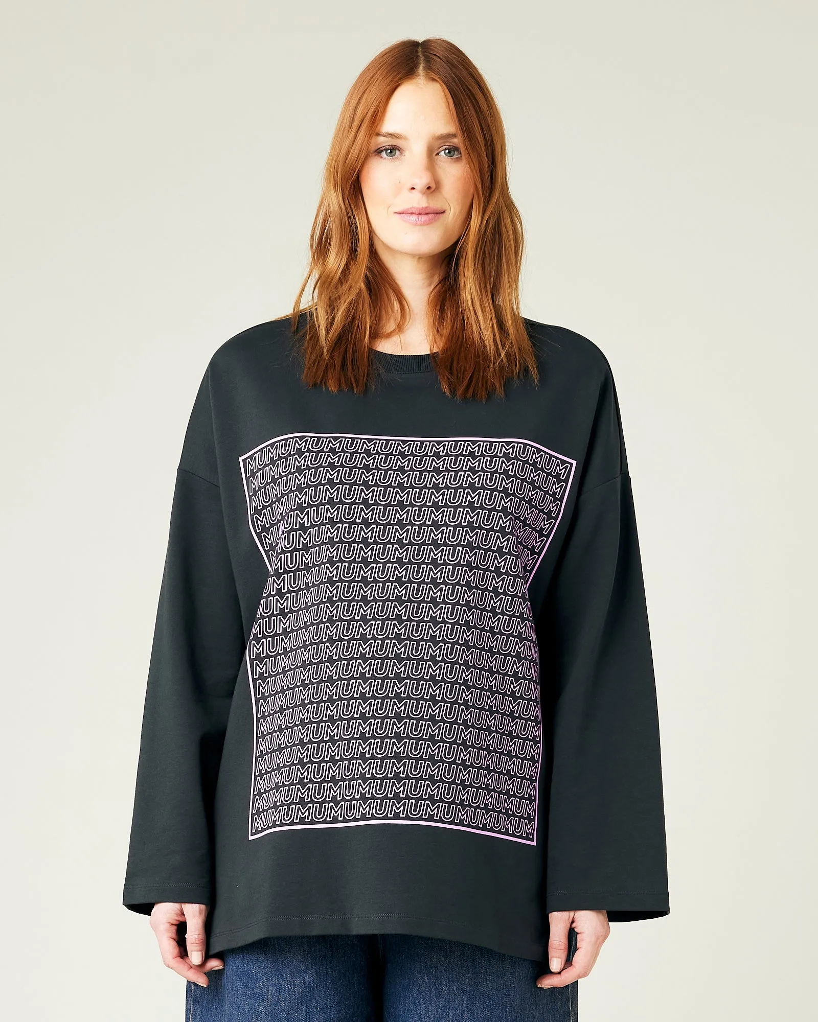 Huxley Printed Slate Cotton Jersey Top sold by Beyond Nine